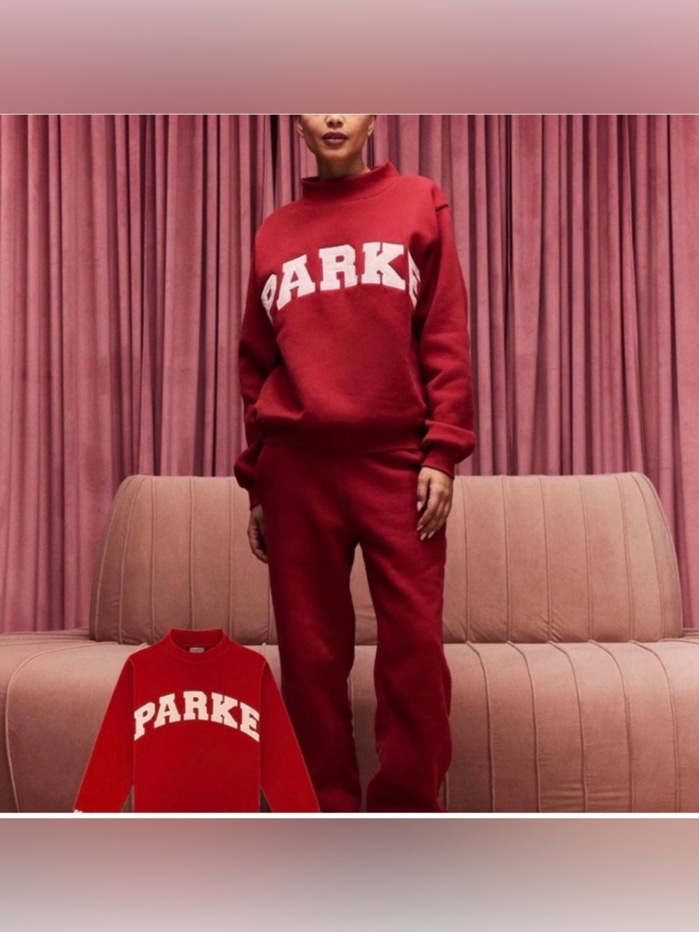 Valentine’s Day drop Parke Women's Crimson Varsity Mock Neck NWT - S/M
